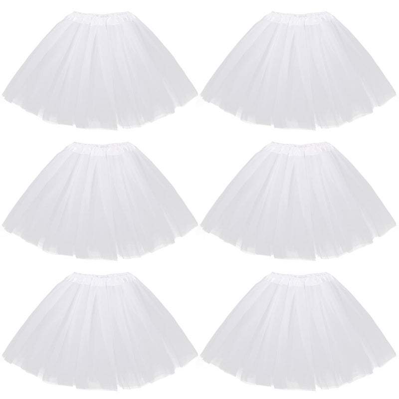 kilofly 6pc White Girls Ballet Tutu Kids Birthday Princess Party Favor Skirt Set - Image 1
